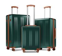 KONO Koffer-Set 3-teilig mit Handgepäck-, Mittelgroßem & Großem Reisekoffer, Hartschalen-Trolley ABS+PC Leicht, 4 leise 360° Doppelrollen, TSA-Zahlenschloss mit Farbverlauf (Kofferset, Grün)