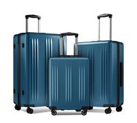 KONO Koffer-Set 3-teilig mit Handgepäck-, Mittelgroßem & Großem Reisekoffer, Hartschalen-Trolley ABS+PC Leicht, 4 leise 360° Doppelrollen, TSA-Zahlenschloss mit Farbverlauf (Kofferset, Marineblau)