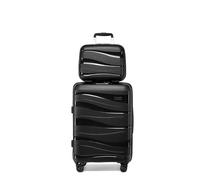 KONO Koffer Trolley 55cm Reisekoffer Set Leicht Hartschalenkoffer mit TSA Schloss Zwillingsrollen Rollkoffer 4 Rollen (Schwarz)