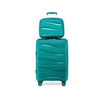KONO Koffer Trolley 55cm Reisekoffer Set Leicht Hartschalenkoffer mit TSA Schloss Zwillingsrollen Rollkoffer 4 Rollen (Türkis)