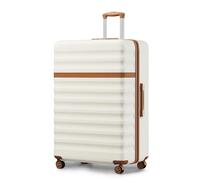 KONO Koffer Trolley Extra Groß Hartschalenkoffer aus ABS+PC leicht, großer Reisekoffer 149L Volumen für Lange Reisen mit 4 Rollen TSA Schloss (Creme/Braun, XXL)