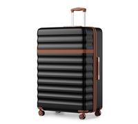 KONO Koffer Trolley Extra Groß Hartschalenkoffer aus ABS+PC leicht, großer Reisekoffer 149L Volumen für Lange Reisen mit 4 Rollen TSA Schloss (Schwarz/Braun, XXL)