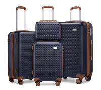 KONO Koffer Trolley Groß Hartschalenkoffer Reisekofferset Koffer Kofferset Gepäck Rollkoffer Schloss 4 Rollen ABS Hartschale 4tlg. Kosmetikkoffer-S-M-L Blau