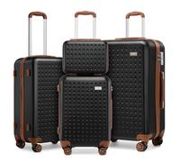 KONO Koffer Trolley Groß Hartschalenkoffer Reisekofferset Koffer Kofferset Gepäck Rollkoffer Schloss 4 Rollen ABS Hartschale 4tlg.Kosmetikkoffer-S-M-L Schwarz