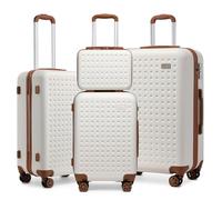 KONO Koffer Trolley Groß Hartschalenkoffer Reisekofferset Koffer Kofferset Gepäck Rollkoffer Schloss 4 Rollen ABS Hartschale 4tlg. Kosmetikkoffer-S-M-L Weiß