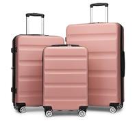 KONO Koffer Trolley Kofferset 3 Teilig Erweiterbarer Leichte Hartschalenkoffer aus ABS+PC Reisekoffer mit TSA-Schloss und 4 Spinnrollen M-L-XL, Nude