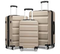 KONO Koffer Trolley Kofferset 3 Teilig Erweiterbarer Leichte Hartschalenkoffer aus ABS+PC Reisekoffer mit TSA-Schloss und 4 Spinnrollen M-L-XL, Gold