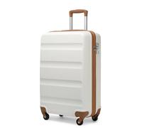 KONO Koffer Trolley Mittelgroß Leicht Hartschalenkoffer aus ABS Reisetasche mit 4 Rollen und TSA Schloss Koffer L 66x45x26cm, 63 Liter, Cremeweiß