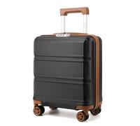 KONO Koffer Trolley Reisekoffer aus ABS+PC - Leichter Hartschalenkoffer mit 4 Zwillingsrollen und TSA-Schloss, Stabiler Rollkoffer für Flugreisen, Business und Familienurlaub (Schwarz/Braun,45x36x20)