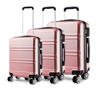 KONO Kofferset 3 Teilig Hartschale Reisekoffer Set mit 4 Rollen und TSA Schloss, Zwillingsrollen Trolley Rollkoffer in M-L-XL-Set Koffer Handgepäck, Mittelgroß, Groß (Rosagold)