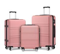 KONO Kofferset 3 Teilig Hartschalenkoffer von ABS Trolley Handgepäck Koffer Gepäck-Sets M-L-XL Reisekoffer mit Rollen und TSA Schloss, Rosegold