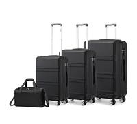 KONO Kofferset 4 Teilig Hartschalekoffer mit TSA Schloss Gepäcksets Handkoffer Mittelgroß Groß Trolleys mit 40x20x25cm Ryanair Reisetasche (55cm/65cm/74cm Koffer Trolley Set und Tasche), Schwarz