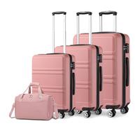 KONO Kofferset 4 Teilig Hartschalekoffer mit TSA Schloss Gepäcksets Handkoffer Mittelgroß Groß Trolleys mit 40x20x25cm Ryanair Reisetasche (55cm/65cm/74cm Koffer Trolley Set und Tasche), Rosegold