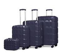 KONO Kofferset 4 Teilige Hartschalenkoffer Reisekoffer set Zwillingsrollen ABS Koffer Trolleys mit TSA Schloss 4 Rollen (4tlg., Dunkelblau)