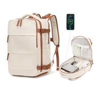 KONO Reiserucksack Handgepäck 42x30x20 Laptop Rucksack 25L Outdoor Reisetasche Flugzeug Backpack Tagesrucksäcke mit Schuhfach für Reisen Sport Weekender (Beige und Braun)