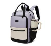 KONO Rucksack Damen 15,6 Zoll Laptop Rucksack, Geräumiger Wasserabweisender Schulrucksack mit Flaschenfach, 2 in 1 Daypack für Arbeit, Uni, Reise und Büro (Lila/Beige)