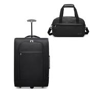 KONO Softcase Kabinentrolley Koffer mit Handgepäck Tasche, Leicht Reisekoffer mit 2 Rollen Kleiner Koffer für Flugzeug Handgepäck für Lufthansa Eurowings Ryanair Rollkoffer Stoffkoffer (Schwarz)
