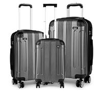 KONO Zwillingsrollen 3tlg. Kofferset Reisekoffer Koffer Trolleys Hartschale ABS Gepäckset in M-L-XL-Set (Grau)