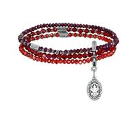 Konplott: Armband Petit Glamour d´Afrique, dreifache schlichte klassische Kristallarmband mit großem Karabinerverschluss, für Damen/Frauen (rot)