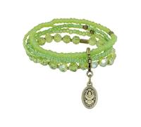 Konplott: Armband Petit Glamour d´Afrique, mehrreihiges modernes und flexibles Glasperlen-Kristallarmband, für Damen/Frauen (hellgrün)