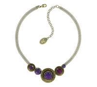 Konplott: Collier Honey Drops in Space, modernes auffallendes Schalencollier in gehämmert mit runden Glasdrops, für Damen/Frauen (lila)