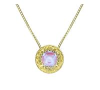 Konplott: Kette/Anhänger Honey Drops in Space, runder gehämmerter Schalenanhänger mit rundem Glasdrop, für Damen/Frauen (hellorange)