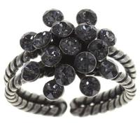 Konplott Magic Fireball Ring grey crystal silver night mini Mini (16mmØ) - Ringgröße verstellbar