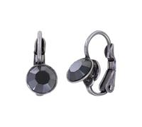 Konplott: Ohrboutons Black Jack, klassische runde Ohrboutons mit Klappbügel, für Damen/Frauen (schwarz)