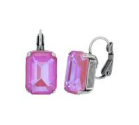 Konplott: Ohrringe Artdecode, mittelgroße Solitär-Ohrringe mit besonderen Schliffen, für Damen/Frauen (milchigpink-eckig)