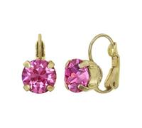 Konplott: Ohrringe Black Jack Krappe, moderne schlichte runde Kristallohrringe in Krappenfassung, für Damen/Frauen (pink)