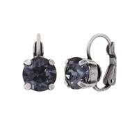 Konplott: Ohrringe Black Jack Krappe, moderne schlichte runde Kristallohrringe in Krappenfassung, für Damen/Frauen (dunkelgrau)