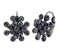 Konplott: Ohrringe Magic Fireball grey crystal mini, klassische Blüten-Ohrringe mit Kristallen in kleinerer Ausführung grau, für Damen/Frauen