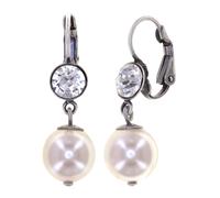 konplott - Ohrringe mit Brisur - Pearl Shadow beige/silver