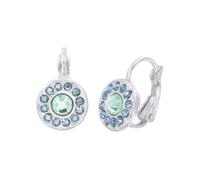 Konplott: Ohrringe Spell on You shinny silver, kleine moderne Entourage-Ohrringe mit Kristallsteinen in hochglänzend, für Damen/Frauen (grün-türkis)