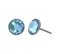 Konplott: Ohrstecker Black Jack big, klassische runde Kristall-Ohrstecker in Kelchfassung, für Damen/Frauen (aqua bohemica)