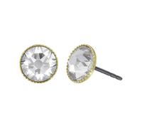 Konplott: Ohrstecker Black Jack shinny brass, größere klassische Kristallohrstecker in Kelchfassung mit einer hochglänzenden Messingumrandung, für Damen/Frauen (weiß)