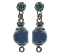 Konplott: Ohrstecker Fiancee blue, spezielle pendelnde Ohrstecker mit blauem Kristall- und Glasstein, für Damen/Frauen