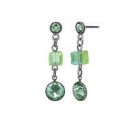 Konplott: pendelnde Ohrstecker Cubes light green, lange Ohrstecker mit Kristallwürfel in hellgrün, für Damen/Frauen