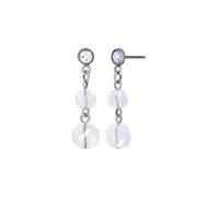 Konplott: pendelnde Ohrstecker Daily Desire, hängende dreifacher Kristall-Ohrstecker mit geschliffenen Flachkugeln, für Damen/Frauen (weiß)