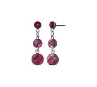 Konplott: pendelnde Ohrstecker Daily Desire, hängende dreifacher Kristall-Ohrstecker mit geschliffenen Flachkugeln, für Damen/Frauen (dunkelrot)