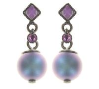 Konplott: pendelnde Ohrstecker Daily Desire, kleine Emaille-Stecker mit hängender Cream-Pearl, für Damen/Frauen