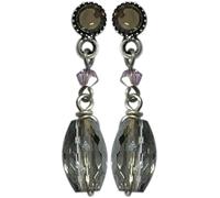 Konplott: pendelnde Ohrstecker Daily Desire oval, moderne pendelnde Stecker mit oval geschliffenem Kristallstein, für Damen/Frauen (grau)