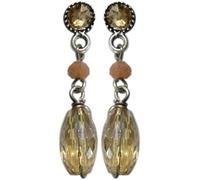 Konplott: pendelnde Ohrstecker Daily Desire oval, moderne pendelnde Stecker mit oval geschliffenem Kristallstein, für Damen/Frauen (beige)