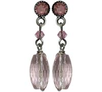 Konplott: pendelnde Ohrstecker Daily Desire oval, moderne pendelnde Stecker mit oval geschliffenem Kristallstein, für Damen/Frauen (rosa)