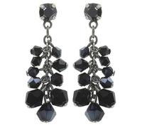 Konplott: pendelnde Ohrstecker Jumping Beads black, lange moderne Gipsy-Ohrstecker mit schwarzen Kristallen, für Damen/Frauen
