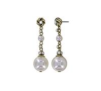 Konplott: pendelnde Ohrstecker La Cometesse big, lange hängende Ohrstecker mit Metall-Elementen, Kristallsteinen und großer CreamPearl, für Damen/Frauen (weiß)