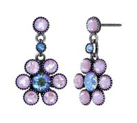 Konplott: pendelnde Ohrstecker Lost Garden, modische und moderne Ohrstecker mit Kristallblüte, für Damen/Frauen (flieder)