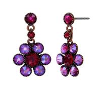 Konplott: pendelnde Ohrstecker Lost Garden. niedliche Ohrstecker mit edler Kristallblüte, für Damen/Frauen (rot-lila-changierend)