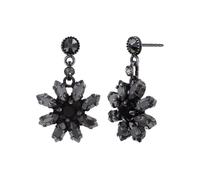 Konplott: pendelnde Ohrstecker Love Bugs black, klassische hängende Kristall-Blütenohrstecker, für Damen/Frauen