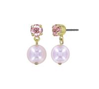 Konplott: pendelnde Ohrstecker Pearl Shadow shinny brass, moderne hängende Ohrstecker mit Kristall und Glanzperle, für Damen/Frauen (rosa)